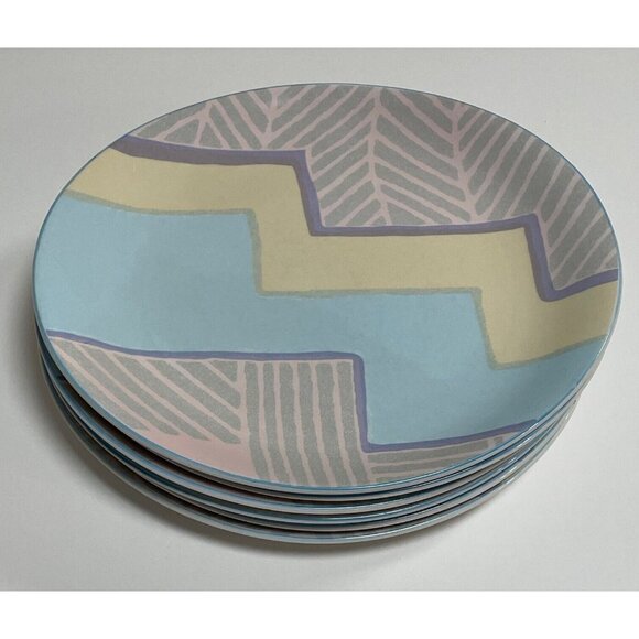80s 90s Retro Kitchen Saved by the Bell THE MAX Miami Vice Vibes Dinner Plates 6 - Picture 1 of 2